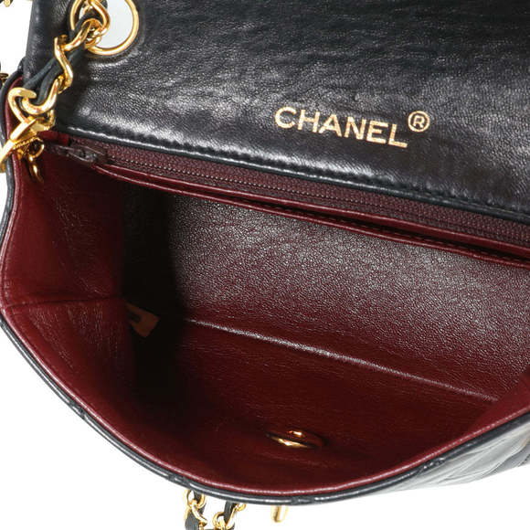 Chanel Vintage Black Quilted Lambskin Mini Square Classic Flap Bag - Picture 7 of 7